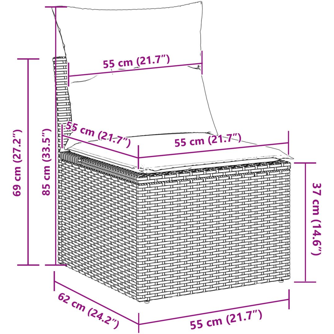 8-delars trädgårdssoffgrupp med beige kuddar i polyrotting vidaXL Stor – bild 8