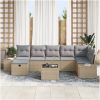 8-delars trädgårdssoffgrupp med kuddar i beige poly rattan vidaXL 55 x 55 x 37 cm – miniatyr 3