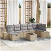 8-delars trädgårdssoffgrupp med kuddar i beige poly rattan vidaXL 55 x 55 x 37 cm – miniatyr 1
