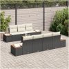 8-delars trädgårdssoffgrupp med kuddar i svart av poly rattan och akacia vidaXL 55 x 55 x 37 cm – miniatyr 3