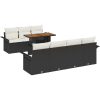 8-delars trädgårdssoffgrupp med kuddar i svart poly rattan och akacia vidaXL 100 x 55 x 73 cm – miniatyr 2