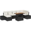 8 Delars Trädgårdssoffgrupp med Kuddar - Svart Poly Rattan vidaXL 100 x 55 x 73 cm – miniatyr 2