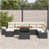 8 Delars Trädgårdssoffgrupp med Kuddar - Svart Poly Rattan vidaXL 100 x 55 x 73 cm – miniatyr 3