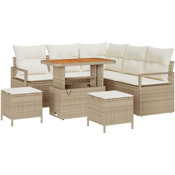 8-delars Trädgårdssoffset med kuddar Beige Poly rotting Akacia vidaXL Medium – bild 2