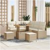 8-delars Trädgårdssoffset med kuddar Beige Poly rotting Akacia vidaXL Medium – miniatyr 1