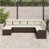 8 Delars Trädgårdssoffset med Kuddar Brun Poly Rattan vidaXL Stor – miniatyr 3
