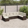 8 Delars Trädgårdssoffset med Kuddar Brun Poly Rattan vidaXL Stor – miniatyr 1
