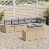 8-delars trädgårdssoffset med kuddar i beige poly rattan vidaXL 289 x 124 x 85 cm – miniatyr 3