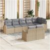 8-delars trädgårdssoffset med kuddar i beige poly rattan vidaXL 289 x 124 x 85 cm – miniatyr 1