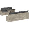 8-delars trädgårdssoffset med kuddar i ljusgrå poly-rattan vidaXL 100 x 55 x 73 cm – miniatyr 2