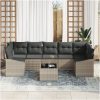 8-delars trädgårdssoffset med kuddar Ljusgrå Poly Rattan vidaXL 55 x 55 x 37 cm – miniatyr 3