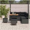 8-delars trädgårdssoffset med kuddar svart Poly Rattan Akacia vidaXL Standard – miniatyr 3