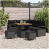 8-delars trädgårdssoffset med kuddar svart Poly Rattan Akacia vidaXL Standard – miniatyr 1