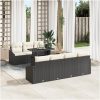 8 Delars Trädgårdssoffset med Kuddar Svart Poly Rattan vidaXL 100 x 55 x 73 cm – miniatyr 1