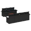 8-delars Trädgårdssoffset med Kuddar Svart Poly Rottning Akacia vidaXL 55 x 55 x 37 cm – miniatyr 2