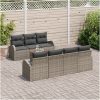 8 Delars Trädgårdsssofa Set med Kuddar Grå Poly Rattan Akacia vidaXL 55 x 55 x 37 cm – miniatyr 3