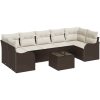 8-delars utemöbelset med kuddar i brun poly rattan vidaXL 4 - Sits – miniatyr 2