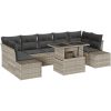 8-delars Utemöbelset med Kuddar Ljusgrå Poly Rattan vidaXL 100 x 55 x 73 cm – miniatyr 2