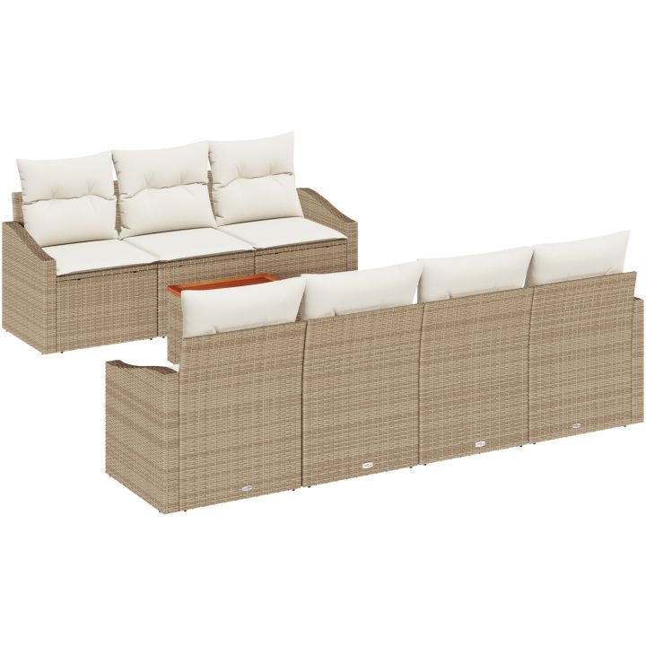 8 Delars Utemöbler Soffset Med Kuddar Beige Poly Rattan Akacia vidaXL 55 x 55 x 37 cm – bild 2