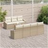 8 Delars Utemöbler Soffset Med Kuddar Beige Poly Rattan Akacia vidaXL 55 x 55 x 37 cm – miniatyr 1