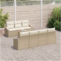 8 Delars Utemöbler Soffset Med Kuddar Beige Poly Rattan Akacia vidaXL