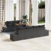 8-delars uteplatssoffset med kuddar i svart poly rattan vidaXL 100 x 55 x 73 cm – miniatyr 1
