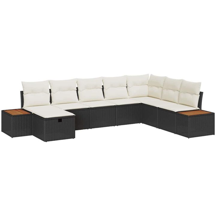 8 Delars Utomhussoffa Set med Kuddar Svart Poly Rattan vidaXL 319 x 209 x 85 cm – bild 2
