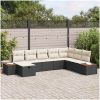 8 Delars Utomhussoffa Set med Kuddar Svart Poly Rattan vidaXL 319 x 209 x 85 cm – miniatyr 1