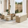 8-delat trädgårdsmöbelset med kuddar beige poly rotting akacia vidaXL Medium – miniatyr 1