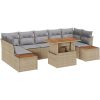 8-delat trädgårdsmöbelset med kuddar i beige poly-rattan och akacia vidaXL 100 x 55 x 73 cm – miniatyr 2