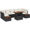 8-delat trädgårdsmöbelset med kuddar i svart poly-rattan och akacia. vidaXL 100 x 55 x 73 cm – miniatyr 2