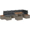8-delat trädgårdsofa set med dynor Grå Poly Rotting vidaXL 55 x 55 x 37 cm – miniatyr 1