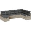 8-delat trädgårdsofa-set med dynor Ljusgrå polyrotting vidaXL Stor – miniatyr 2
