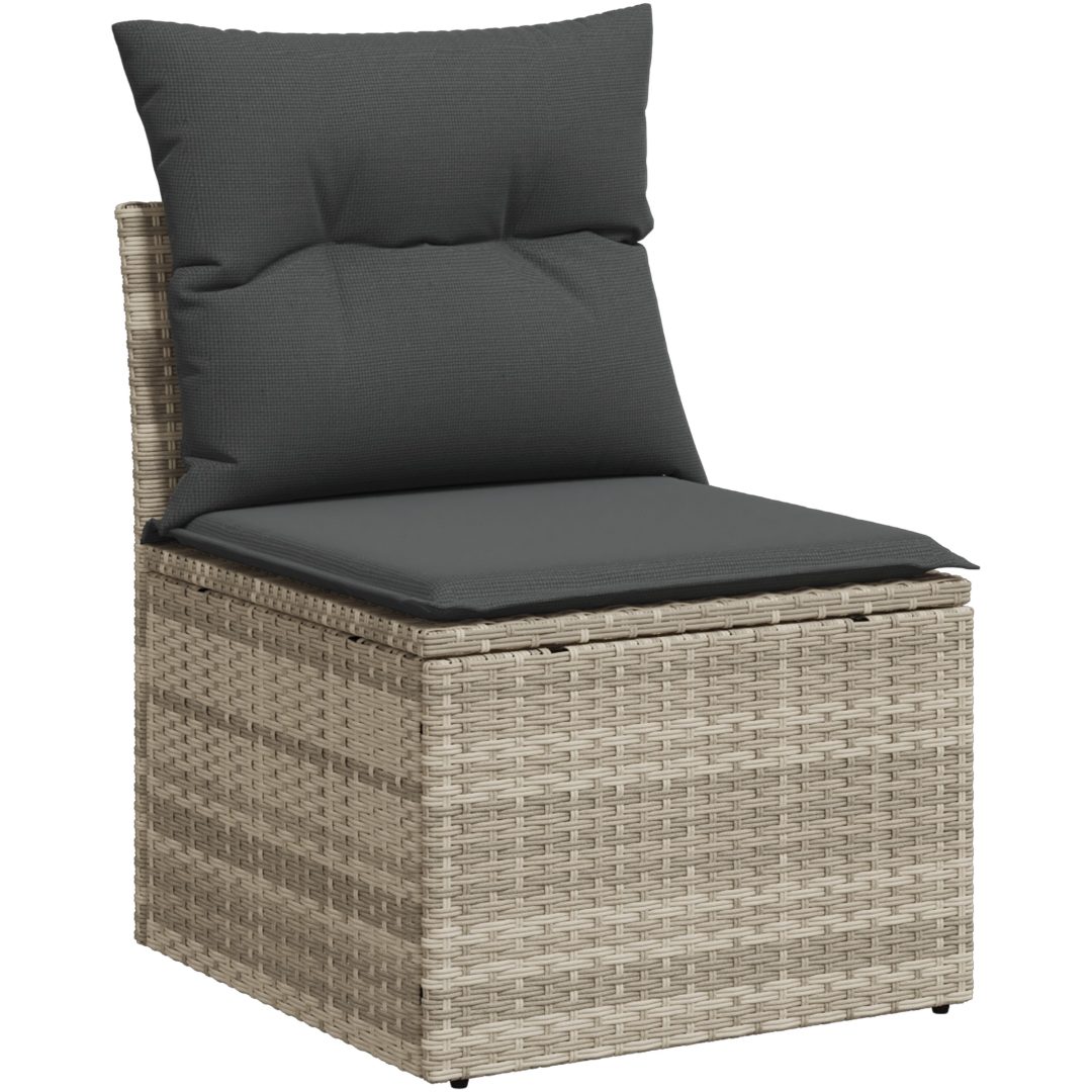 8-delat trädgårdsofa-set med dynor Ljusgrå polyrotting vidaXL Stor – bild 5
