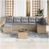 8-delat trädgårdsofa set med kuddar beige polyrotting acacia vidaXL 55 x 55 x 37 cm – miniatyr 3