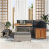 8-delat Trädgårdsofa-set med kuddar Grå Poly Rattan Akacia vidaXL Medium – miniatyr 3
