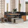 8-delat Trädgårdsofa-set med kuddar Grå Poly Rattan Akacia vidaXL Medium – miniatyr 1