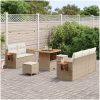 8-delat trädgårdsofa-set med kuddar i beige poly rattan akacia vidaXL Medium – miniatyr 3