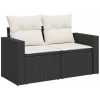 8-delat Trädgårdsofa Set med Kuddar Svart Poly Rattan Akacia vidaXL Liten, medium, 2 - Sits, 100 cm – miniatyr 4