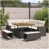 8-delat Trädgårdsofa Set med Kuddar Svart Poly Rattan Akacia vidaXL Liten, medium, 2 - Sits, 100 cm – miniatyr 1