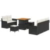 8-delat trädgårdsofa-set med kuddar svart poly rotting akacia vidaXL Medium – miniatyr 2