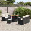 8-delat trädgårdsofa-set med kuddar svart poly rotting akacia vidaXL Medium – miniatyr 3