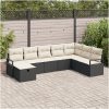 8-delat trädgårdsofa-set med kuddar svart poly rotting vidaXL Stor – miniatyr 1