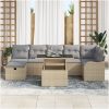 8-delat trädgårdsofaset med kuddar beige poly rattan vidaXL Stor – miniatyr 3
