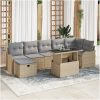 8-delat trädgårdsofaset med kuddar beige poly rattan vidaXL Stor – miniatyr 1