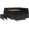 8-delat trädgårdsofaset med kuddar svart polyrotting akacia vidaXL Medium – miniatyr 2