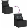 8-delat trädgårdsofaset med kuddar svart polyrotting akacia vidaXL Medium – miniatyr 11