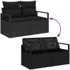 8-delat trädgårdsofaset med kuddar svart polyrotting akacia vidaXL Medium – miniatyr 12