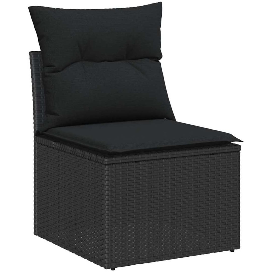 8-delat trädgårdsofaset med kuddar svart polyrotting akacia vidaXL Medium – bild 5