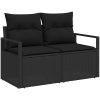 8-delat trädgårdsofaset med kuddar svart polyrotting akacia vidaXL Medium – miniatyr 6